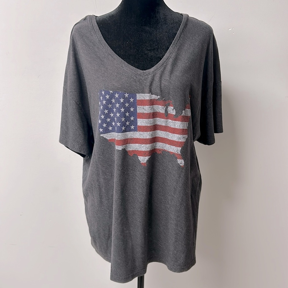 State of Mind Gray USA Flag Tee